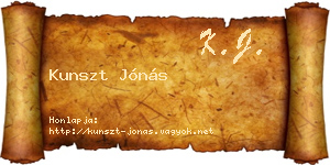 Kunszt Jónás névjegykártya